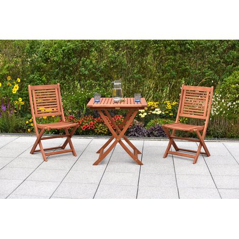 Cordoba Set 3tlg 2 Stühle Klapptisch 70x70cm Eukalyptus