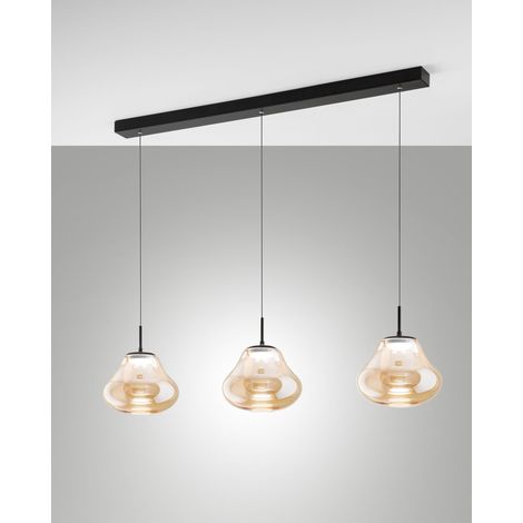 Lampada a Sospensione Deva 42W LED CCT Dimmerabile a step, Struttura in Metallo e Vetro Borosilicato Ambra, IP20 - Deva Collection