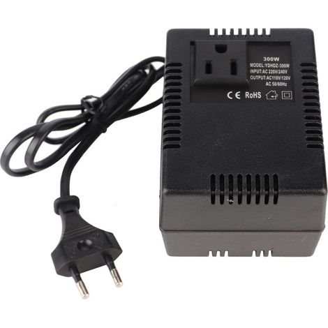 GDHZS- Convertisseur de Prise, Convertisseur de Tension de Transformateur de Puissance 300W Adaptateur de Prise de Voyage AC 220V à 110V pour Ordinateurs Portables, Appareils Photo(Prise européenne) (1/4)