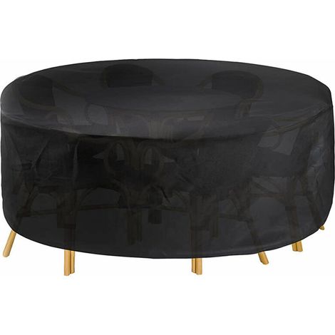 Circulaire Jardin Table, Rond Table Patio et Chaise Set Housse, Résistant Oxford Patio Extérieur Meubles Housse Coupe-Vent, Imperméable & Anti-UV - 200x94cm
