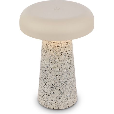 Briloner LED Tischlampe Kabellos Ø12x17cm 2,6W 140lm 3000K Warmweiß Dimmbar Travertin - Tischleuchte Wohnzimmer Schlafzimmer Balkon