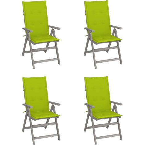 Lot de 4 Chaises de jardin inclinables - Chaises d'extérieur pour terrasse/jardin avec coussins Bois d'acacia BV788440 - BonneVie (1/5)