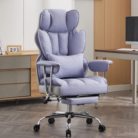 Efomao Bürostuhl ergonomisch PU Leder Chefsessel 200 kg Fußstütze Rückenlehne (1/5)