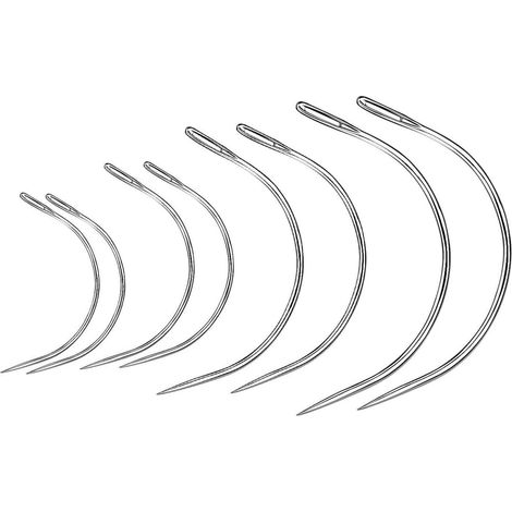 8x Gebogene Nähnadeln für Leder, Polster & Perücken, 2-5 Zoll