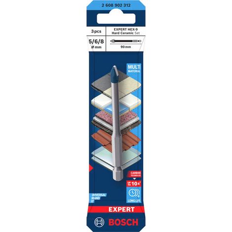 Bosch EXPERT Bohrer-Set HEX-9 Hard Ceramic, 5 x 90 6 x 90 8 x 90 mm, 3-tlg.