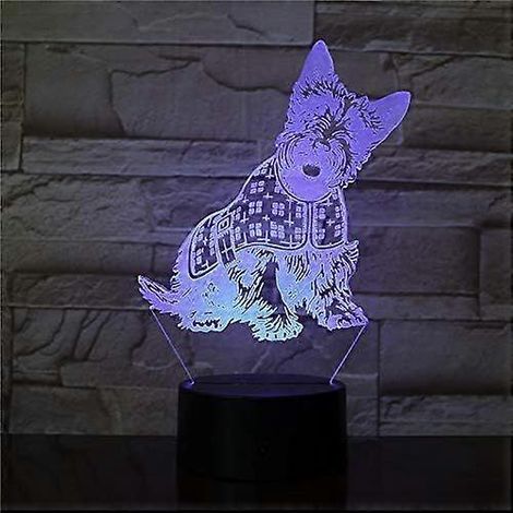 Veilleuse 3D en forme de chien, lampe à illusion 3D avec télécommande et 16 couleurs changeantes, idéale pour décorer un salon, une chambre ou un anniversaire. (1/5)
