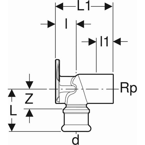 Geberit Mapress Coude de raccordement 90° en cuivre, DN 20, 63457 (1/2)