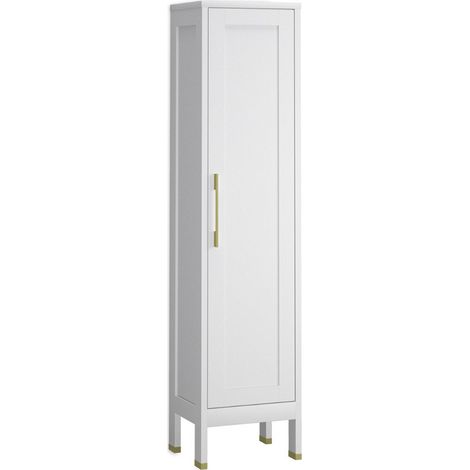 Columna Baño a Suelo 1 Puerta  160 x 35,7 x 32,5cm Blanco Mate Tirador Oro (1/3)