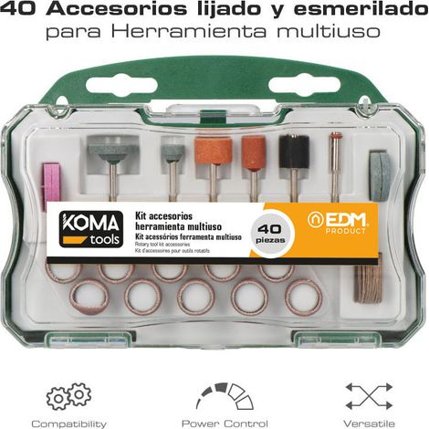 SET 40 ACCESORIOS PARA MINI HERRAMIENTA MULTIUSOS ROTATIVA REF: 08709 KOMA TOOLS (1/2)