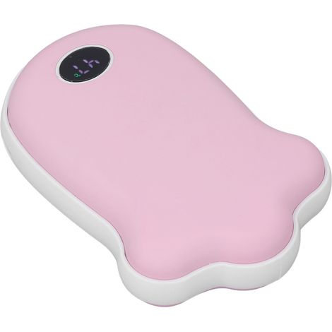 Chauffe-mains rechargeable USB Patte de Chat avec écran LCD, chauffe double face 2 niveaux réglables, batterie externe pour téléphone, rose (1/5)