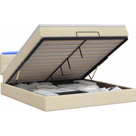 Maison Exclusive - Lit coffre avec matelas et LED Crème 140 x 190 cm Tissu (1/5)