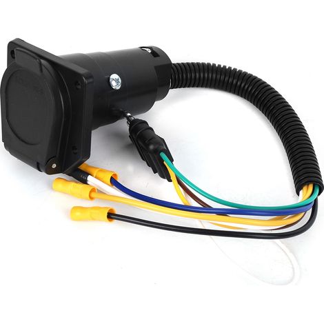 Connecteur 7 broches rond vers 4 voies plat, câble remorque US, attelage camion, support inclus, 6-24V, fiche RV robuste (1/3)