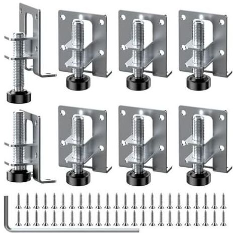 Lot de 8 pieds de meubles réglables 55/102 mm - Pieds de nivellement de meubles robustes - Pieds réglables en hauteur pour meubles avec 48 petites vis et 1 clé Allen pour armoires, étagères, armoires (1/5)