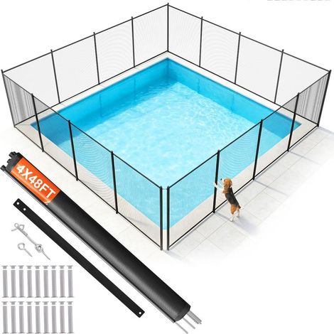 Sécurité piscine renforcée - Clôture de piscine amovible 1,21 x 14,63 m, pliable, maille PVC, pour enfants et animaux (1/5)