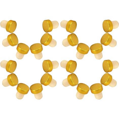 Lot de 24 bouchons liège - aluminium - dorés, réutilisables (1/5)