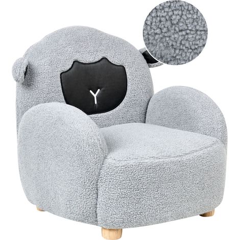 Poltrona per bambini Sedia imbottita forma di pecora per bambini Boucle Grigio Ula