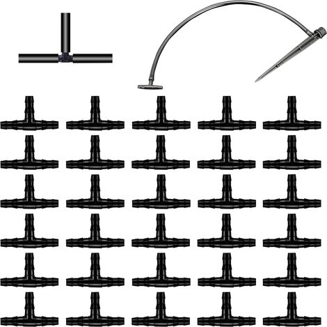 300 Pièces Connecteurs Barbelés Raccords d'Irrigation, Tee Raccord De Tuyau Irrigation, Té Droit Convient Pour Un Tube De 4 mm ID 7 mm OD, Pour Pot De Fleurs Jardin Pelouse (Noir) (1/5)