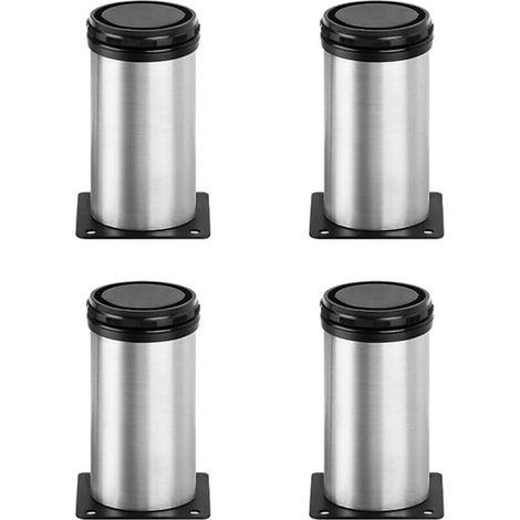 Pieds de meubles réglables en acier inoxydable, pieds de table en métal pour meubles TV, bancs, tables à manger, bureaux, canapés, lot de 4 (10 cm) (1/5)