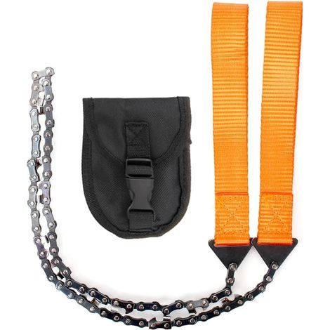 Outil de Randonnée de Camping D'Urgence Outils D'Extérieur à 11 Dents de Scie Scie à Glissière à Main Scie à Chaîne Portable de Survie pour Bûches de Jardin, B (1/4)