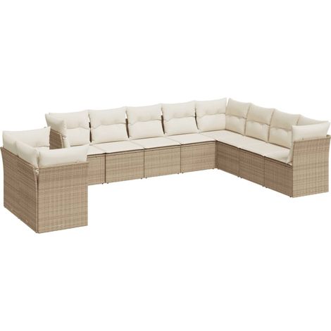 Maison Exclusive - Juego de sofás jardín con cojines beige 10 pza (1/3)