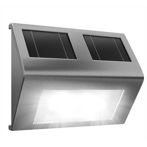 MONZANA® Lámpara Solar LED Impermeable para pared Exterior de Acero Inoxidable iluminación de Caminos sin cables (1/4)