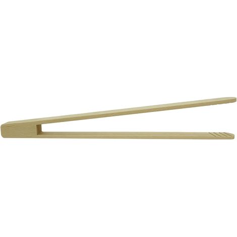 1 Pince à barbecue, 30 cm, bois de hêtre, surface rainurée, accessoire cuisine, protection chaleur, usage extérieur (1/5)