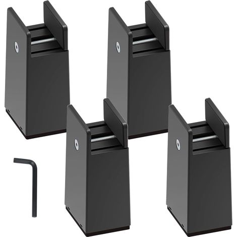 4 Pieds de Meubles Réglables en Hauteur, 15 cm Pieds de Lit Réglable, Pieds de Meuble Riser, Antidérapant Blocs Riser Réglables, Outil de Levage pour Armoires de Lit Canapé Chaises de Table