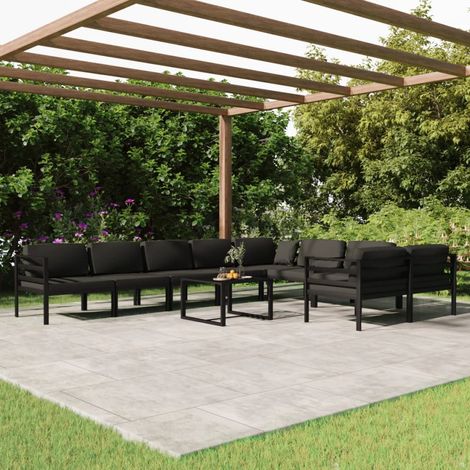 10-tlg. Garten-Lounge-Set mit Kissen Aluminium Anthrazit (1/5)