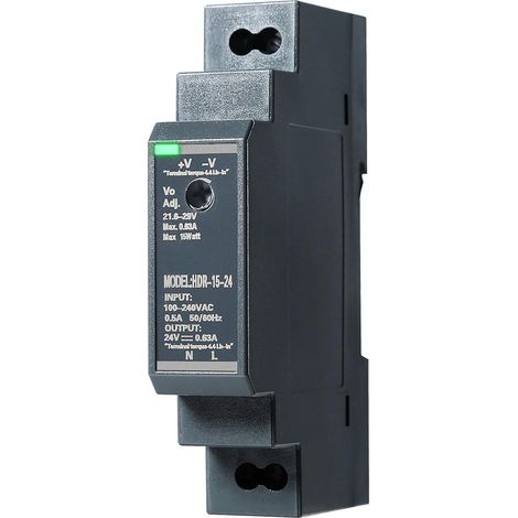 Alimentation à découpage HDR-15-24, 24 V, 0,63 A, AC vers DC, sur rail DIN 15 W 24 V, protection multiple, installation facile, large application (1/5)
