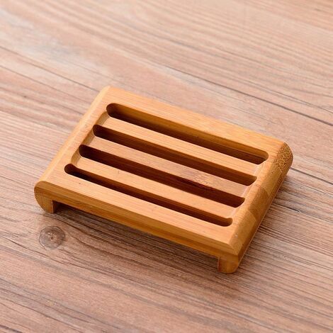 Porte-savon en bambou Porte-savon en bambou 11 cm x 7,5 x2 cm Produit écologique, cadeau respectueux de l'environnement (2 pc) (1/4)