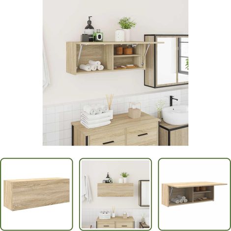 vidaXL Wandregal - Bad-Wandschrank Sonoma-Eiche 80x25x30 cm Holzwerkstoff (1/5)