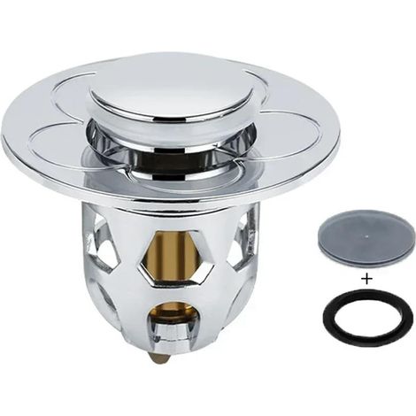Bonde pop-up - inox - attrape-cheveux - pour lavabo et évier (1/5)