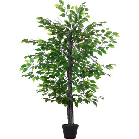 Árbol artificial banyan decorativo 145 cm verde con maceta negra (1/5)