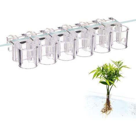 Lot de 6 supports pour plantes d'aquarium - En acrylique - Clips réutilisables pour plantes d'aquarium et systèmes d'aquaponie - Convient pour des épaisseurs de verre de 0,39"/0,3"-0,6" (1/5)