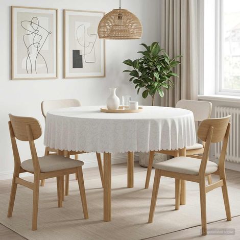 vidaXL Tissu de Table Rond Blanc Ø 160 cm (1/5)