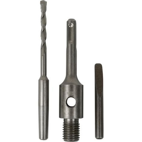 STIER Aufnahmeschaft SDS Plus, M16, 3er Set inkl Zentrierbohrer und Auswurfkeil für Diamant Dosensenker, Bohrkrone, Dosenbohrer, Inbus und Madenschraube, Bohrkronenaufnahme, Sds Plus Bohrer Set (1/2)