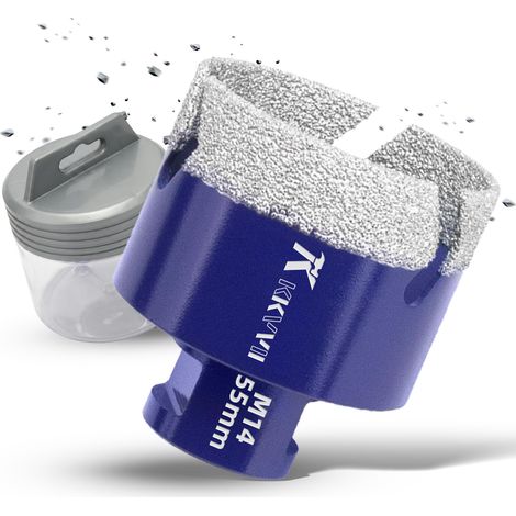 Carrelage Diamant 55mm Scie Cloche Diamantée Trépans de Forage Avec Brasé Sous Vide et Filetage M14 pour Granit Porcelaine Céramique Marbre, pour Meuleuse d'angle (1/5)