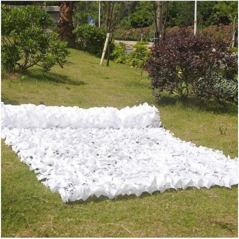 Filet de camouflage rectangulaire blanc, voile d'ombrage, protection solaire, filet de camouflage anti-regard intérieur et extérieur adapté au jardin, à la voiture, au camping,3X5M (1/5)