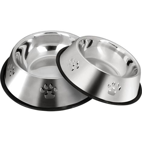 2 Gamelle Acier Inoxydable Base Antidérapante 18cm Bol Alimentation Eau Petit Chien Chat (1/5)