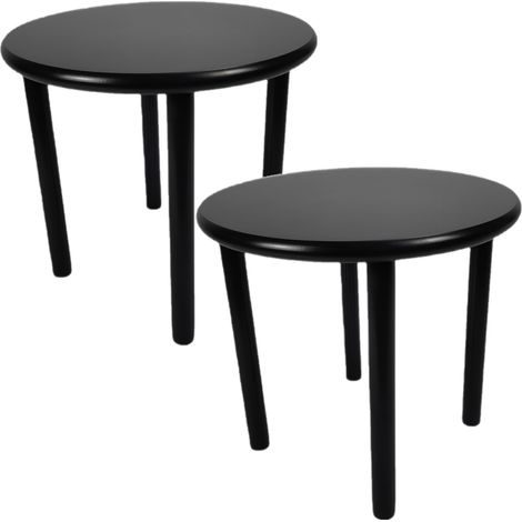 Set kleiner schwarzer runder Beistelltische für das Wohnzimmer 45x45x42  Begryf
