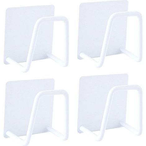 Set of 4 self-adhesive sponge holders for the kitchen, drill-free installation, stainless steel, rustproof and waterproof, white (1/5)
