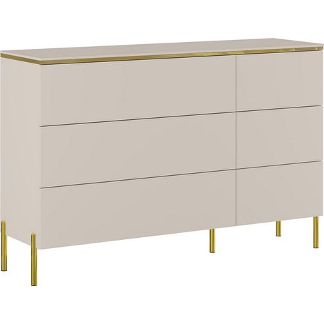 Comò 6 cassetti Beige e Dorato - VUKIA (1/4)