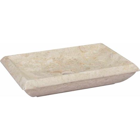 Vasque à poser Lavabo à poser pour salle de bain - Crème 50x35x10 cm Marbre BV485252 - BonneVie (1/5)