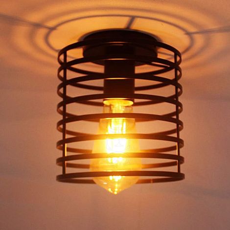 1 Plafonnier Industriel, Design Cage Hexagone, Métal Fer, Base E27, Pour Salon Chambre Couloir (1/5)
