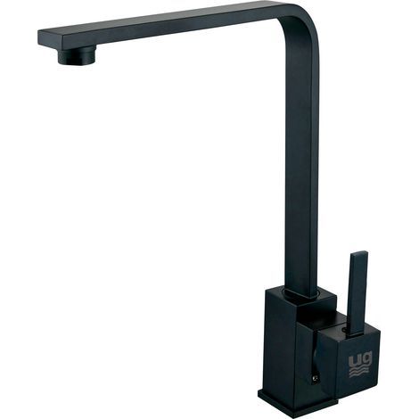 Mitigeur évier noir monocommande - Bec pivotant, cartouche céramique 35mm, aérateur intégré, flexibles 400mm inclus, installation facile (1/2)