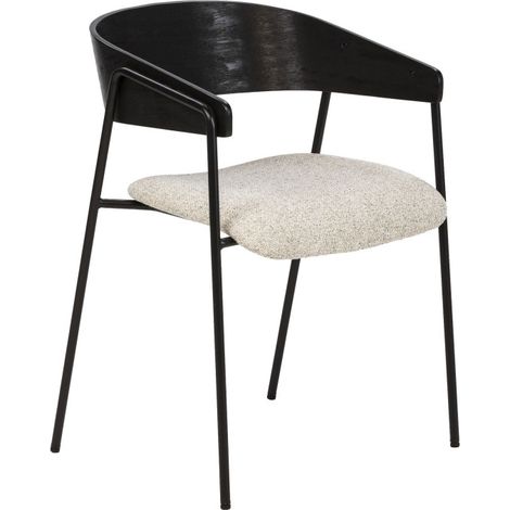 Lot de 2 fauteuils de table en tissu, bois et métal - Beige - Opna (1/5)