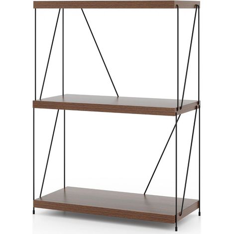 3 ebenen standregal mit metallrahmen industrielles bucherregal lagerregal 60 x 295 x 855 cm