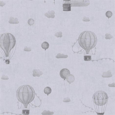 Carta da parati per bambini Profhome 770772 Carta da parati TNT liscia con le nuvole opaca grigio grigio-luce 5,33 m2 (1/5)