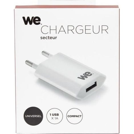 Chargeur secteur 1 USB 1A 5W - blanc (1/3)
