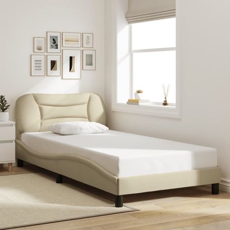 vidaXL Giroletto senza Materasso Hvar Crema 100x200 cm in Tessuto (1/5)